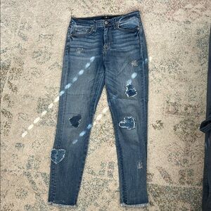 7 For All Mankind Heart-detail Medium Blue Skinny Jeans